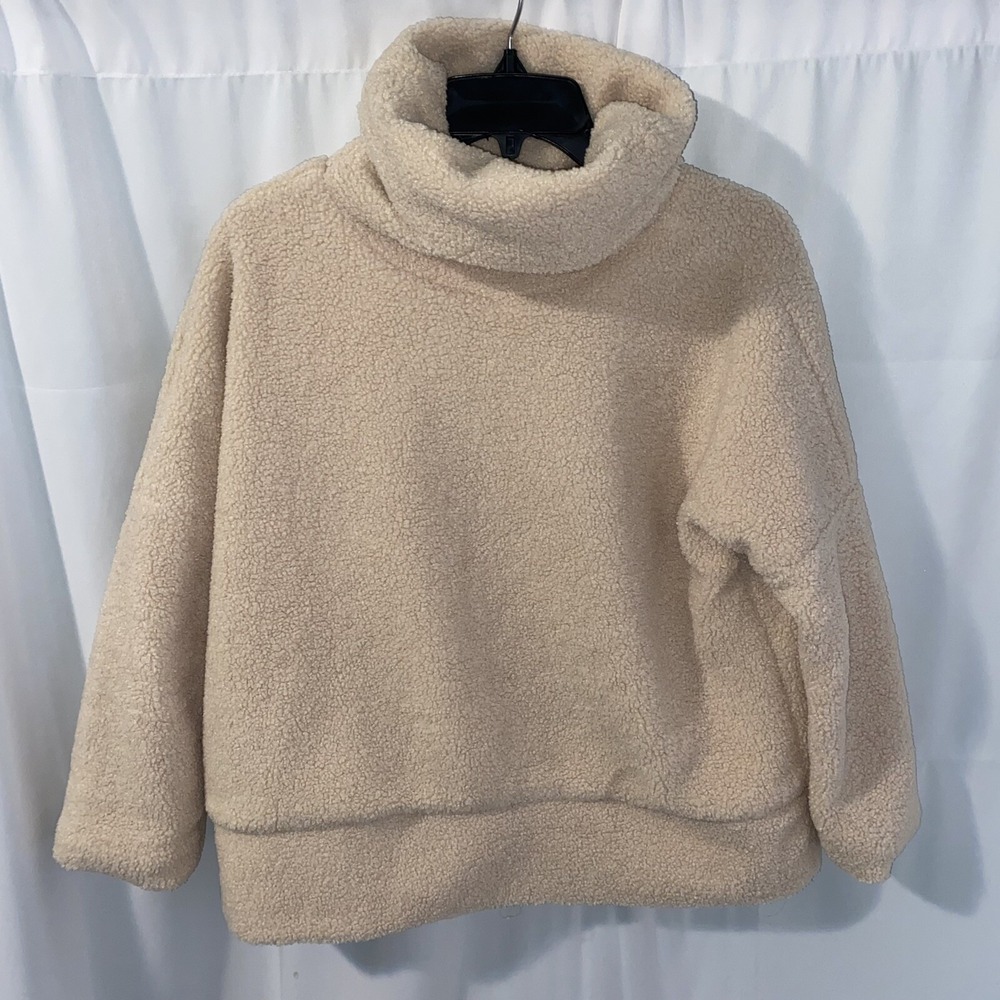 Tuckernuck‎ Rollins Funnel Neck Pullover Cream Teddy Fleece Sherpa Womens XS